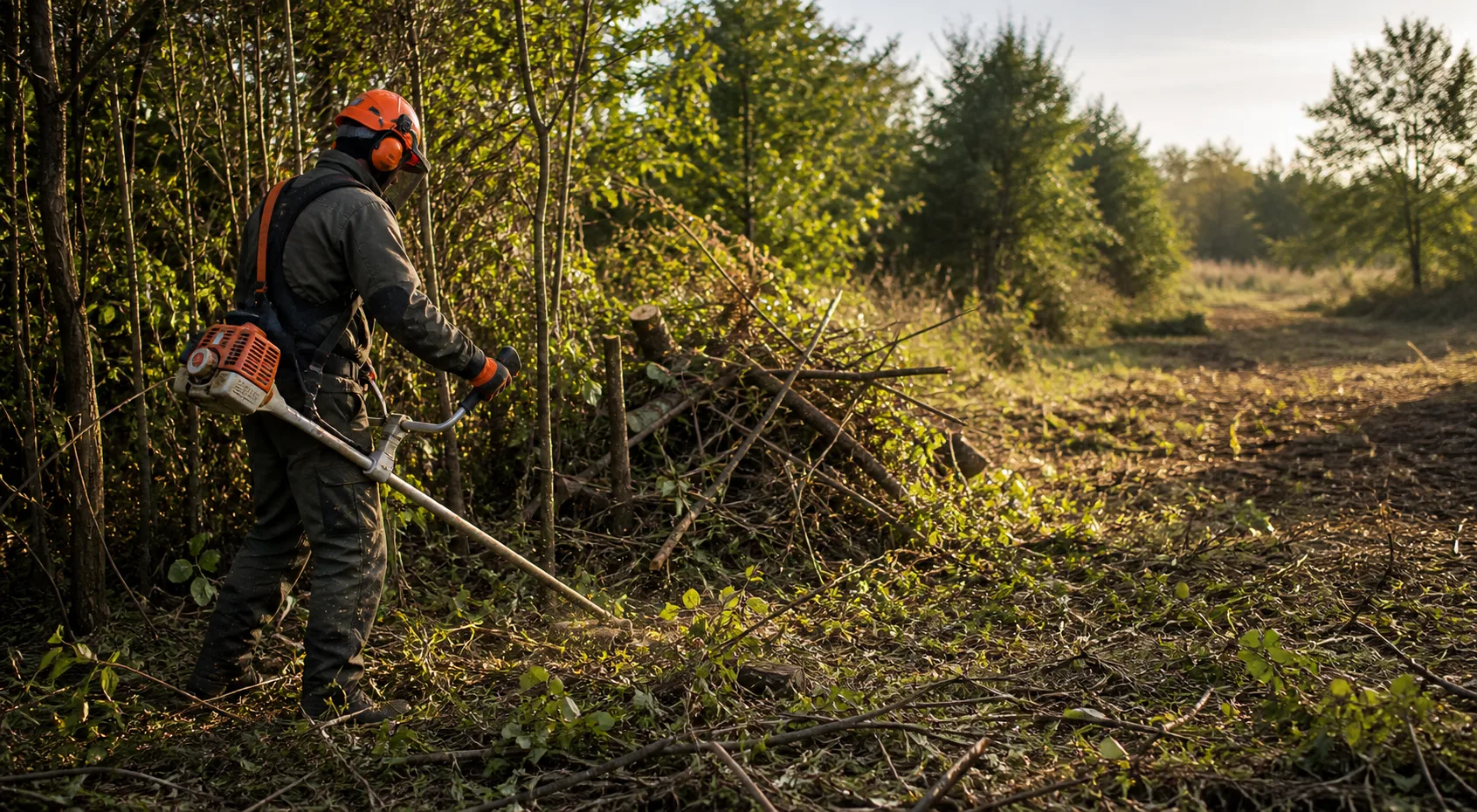 Wycinka zarośli i porządkowanie zaniedbanego terenu